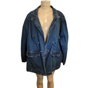 Est. 1946 Nautical Style Puff Shoulder 1980's Relaxed Fit Denim Jacket